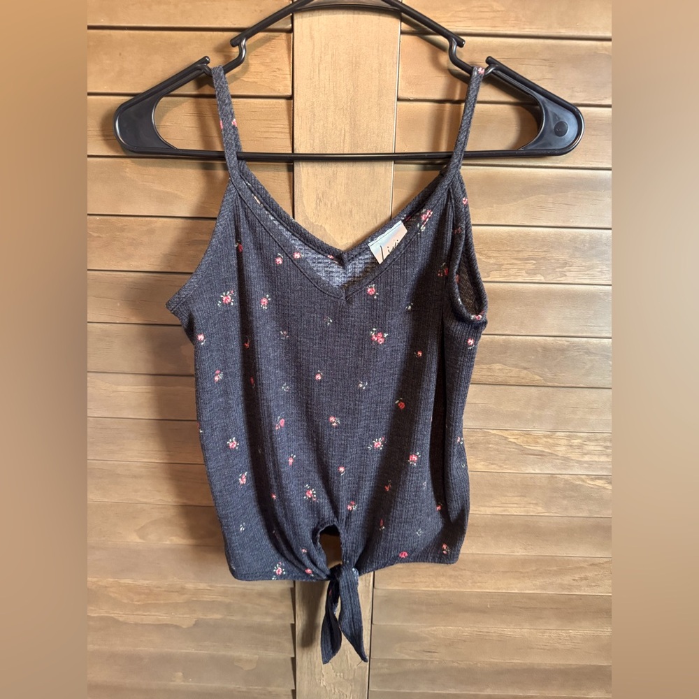 Tie front floral tank top